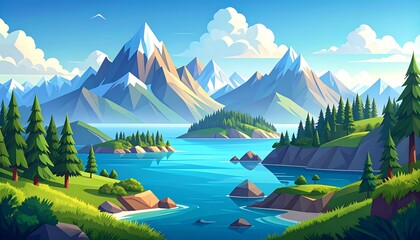 Scenic mountain lake landscape