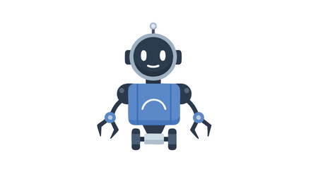 Fototapeta premium Friendly Robot Character with a Sad Expression isolated on White Backdrop in Vector Format illustration design for tech and future innovation concepts