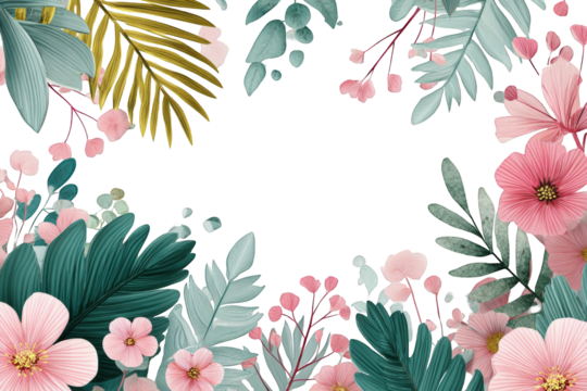 Tropical floral frame design