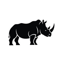 Fototapeta premium Vector illustration of silhouette of a strong rhinoceros with a horn