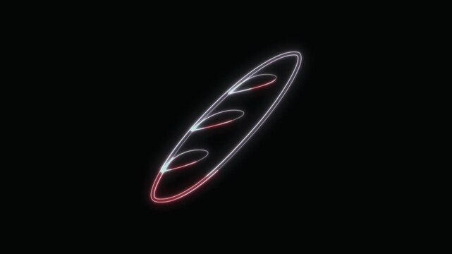  Baguette Icon Neon Seamless Loop 4K with Black Background Animated Promotional Typography for Video Editing