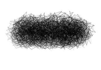 Black ink lines, jumbled, abstract background.