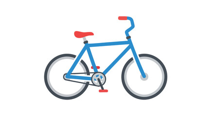 Fototapeta premium Stylized bicycle illustration displaying a blue frame, red seat and handles, and gray wheels, suitable for children or cycling enthusiasts