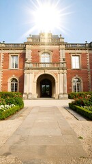 Grand mansion facade on a sunny day