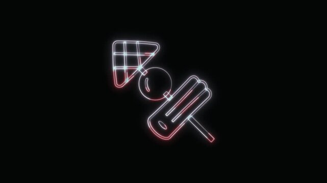  BBQ Icon Neon Seamless Loop 4K with Black Background Animated Promotional Typography for Video Editing