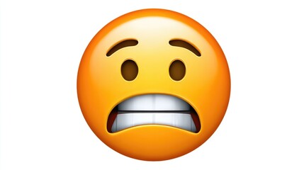 Fototapeta premium This image showcases a worried emoji, reflecting anxiety and fear. The alarming expression captures the essence of concern, making it relatable for various emotional contexts.