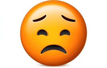 Fototapeta premium A sad emoji expressing feelings of disappointment and sorrow. Ideal for conveying emotions in digital communication, presentations, or social media. Capture the essence of sadness.