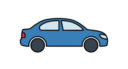 Fototapeta premium Stylized azure vehicle illustration portraying a cartoonish automobile design, isolated with simplistic features, demonstrating a modern minimalist