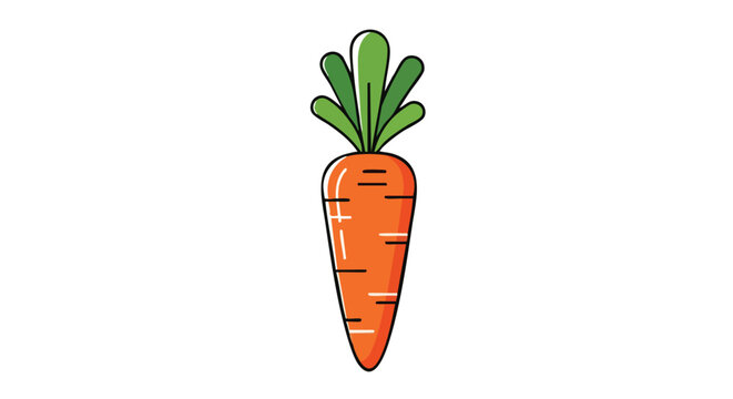 Vibrant carrot illustration with clean lines and bold colors, suitable for vegetable themed designs and healthy food promotions