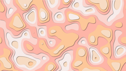 Abstract topographic map-like design featuring layers of peach, cream, and tan colors.