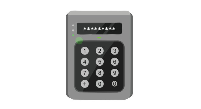 Digital security keypad with asterisk password and entry number buttons, showcasing digital access for restricted systems, safety systems