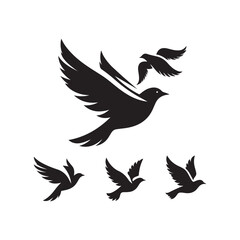 birds flying vector silhouette clip art logo design illustration. birds group flying icon collections.