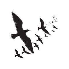 birds flying vector silhouette clip art logo design illustration. birds group flying icon collections.