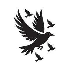 birds flying vector silhouette clip art logo design illustration. birds group flying icon collections.