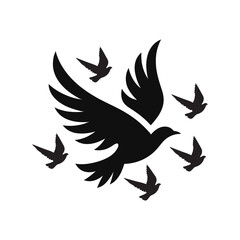 birds flying vector silhouette clip art logo design illustration. birds group flying icon collections.