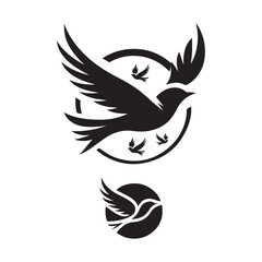 birds flying vector silhouette clip art logo design illustration. birds group flying icon collections.