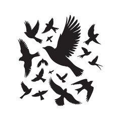 birds flying vector silhouette clip art logo design illustration. birds group flying icon collections.