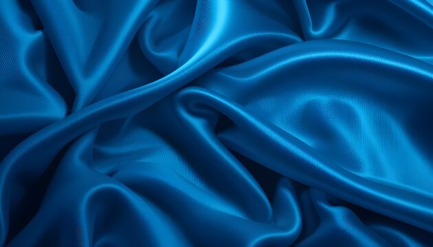 dodger blue abstract background. Silk satin velvet fabric. Elegant luxury rich