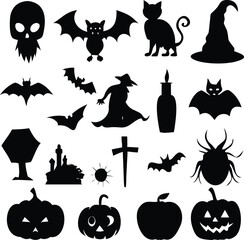 set of Halloween icons, Halloween icon vector