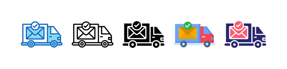 Postal Service Multiple Style Icon Set Collection. 