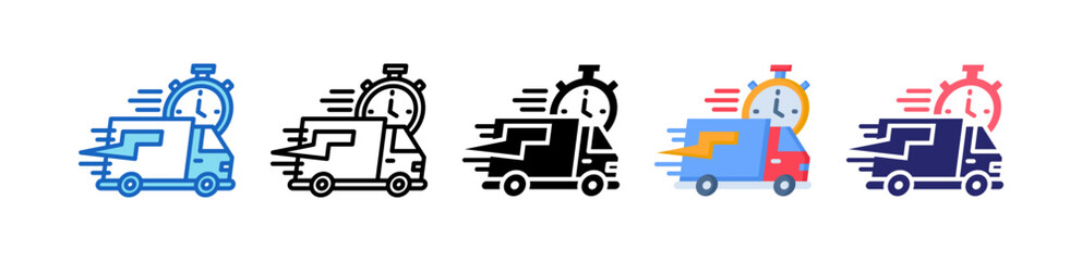 Express Delivery Multiple Style Icon Set Collection. 