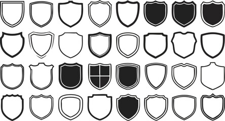Collection of diverse shield emblems and badges for security and recognition