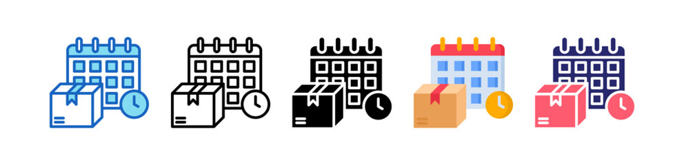 Delivery Schedule Multiple Style Icon Set Collection. 