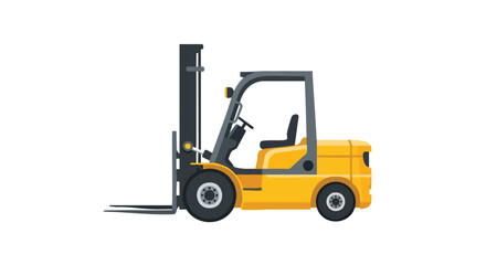 Illustrative representation of a yellow forklift on a white background conveying industry and construction logistics equipment for material handling