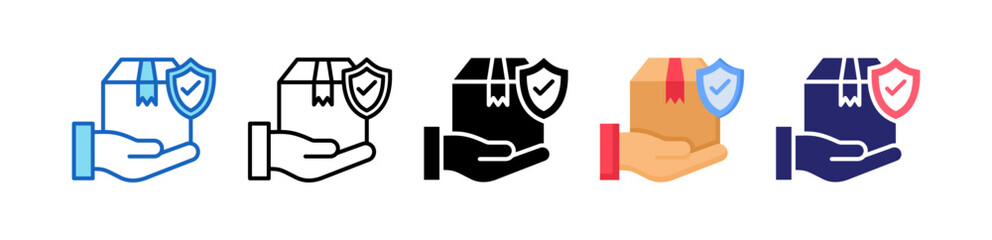 Cargo Insurance Multiple Style Icon Set Collection. 