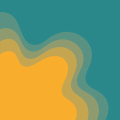 Layered Abstract Wave Background in Yellow and Teal