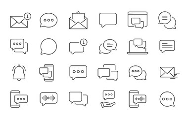 Message web icons in line style. Chatting, message, mail, communication, letter. Vector illustration.