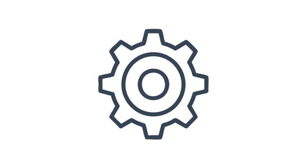 Fototapeta premium Isolated configuration gear outline style icon on a clean white background depicts setup process, settings, and technical support concepts