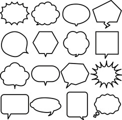 Basic Callout Frame Set Line Drawing Line Art Black and White / ベーシックな吹き出し フレーム セット 線画 ラインアート 白黒