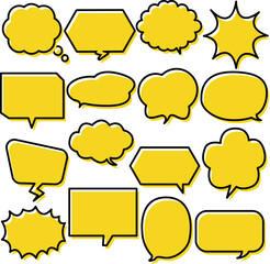 Obraz premium Standout Callout Frame Set Yellow / 目立つ吹き出し フレーム セット イエロー 黄色