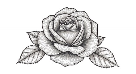 Grayscale rose illustration artwork