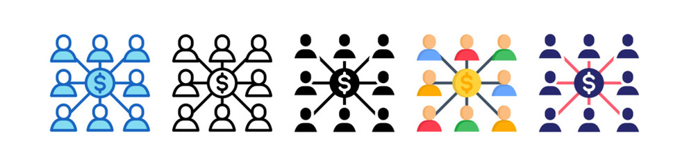 Crowdfunding Multiple Style Icon Set Collection. 