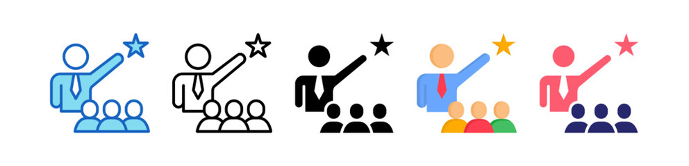 Mentorship Multiple Style Icon Set Collection. 