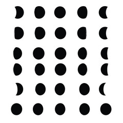 Lunar Cycle Pattern Phases of the Moon in a Grid Arrangement