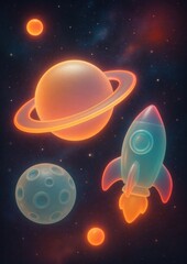 Vibrant cosmic exploration illustration.