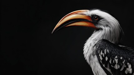 Majestic Hornbill with Vibrant Beak Against Dark Background