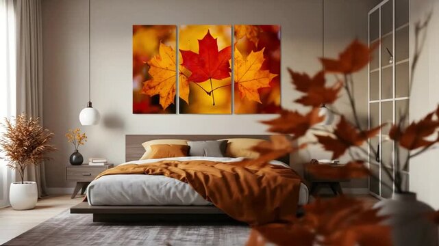 Autumn Leaves Triptych: Bedroom Decor