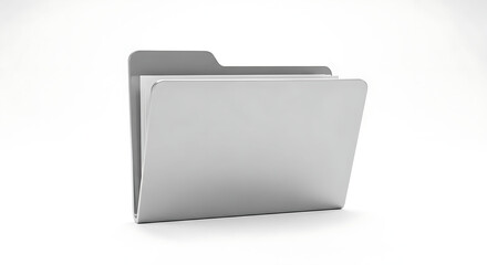 A simple gray folder with papers inside on a white background in a studio setting with soft lighting ai generated