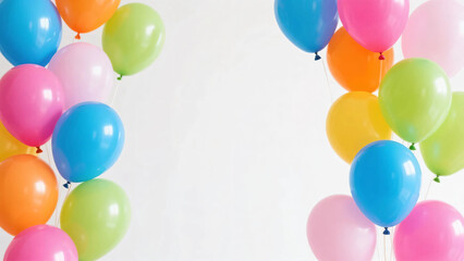 copy space and vivid colored balloons white background. . Events, party