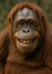 Obraz premium Smiling orangutan in nature
