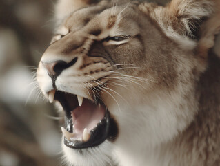 Obraz premium intense close-up of a wild animal's mouth or beak, showing the tools it uses for survival