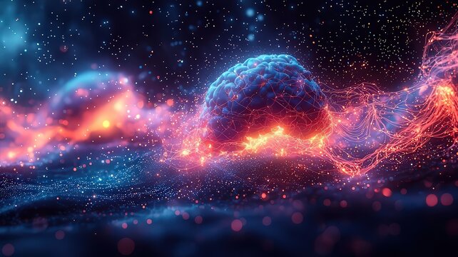 Vibrant cosmic landscape faturing glowing orbs and fowing energy, evoking a sese of wonder and exploratin in a digital universe.