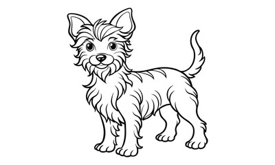Obraz premium Bella dog kids vector line art and silhouette t shirt design, elegant detailed illustration, perfect for printable coloring pages, art therapy relaxation and stress relief activities.