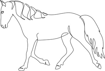 Continuous line abstract drawing of beautiful horse