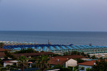 Italy, Viareggio aerial view of the morning city.