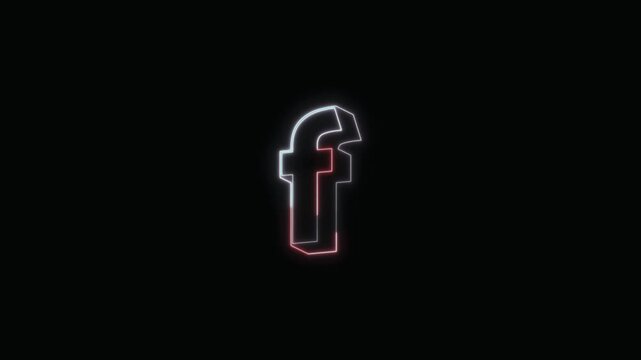  Alphabet f Neon Text Seamless Loop 4K with Black Background Animated Promotional Typography for Video Editing